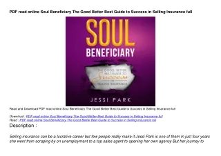 PDF read online Soul Beneficiary The Good Better Best Guide to Success in Sellin