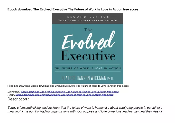 ebook download the evolved executive the future