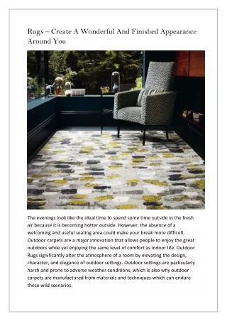 Rugs – Create A Wonderful And Finished Appearance Around You