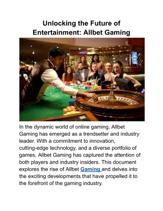 Unlocking the Future of Entertainment_ Allbet Gaming