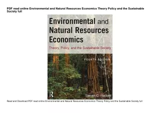PDF read online Environmental and Natural Resources Economics Theory Policy and