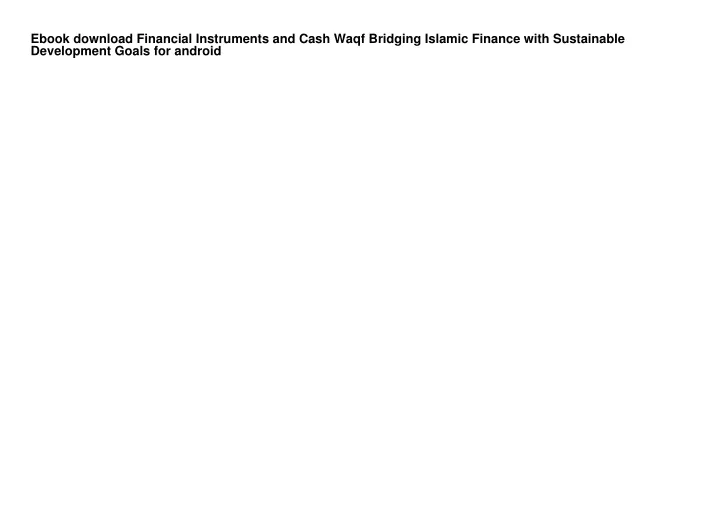 ebook download financial instruments and cash