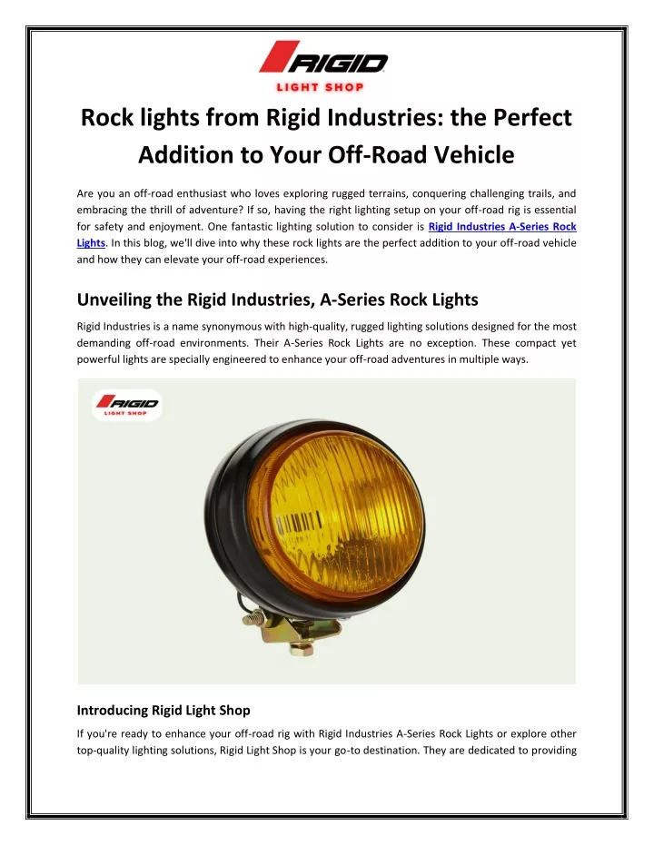 rock lights from rigid industries the perfect