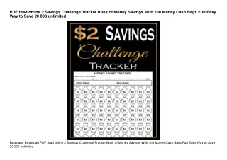 PDF read online  2 Savings Challenge Tracker Book of Money Savings With 100 Mone