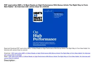PDF read online HBR s 10 Must Reads on High Performance With Bonus Article The R