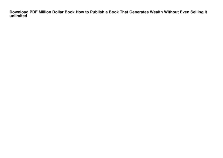 download pdf million dollar book how to publish