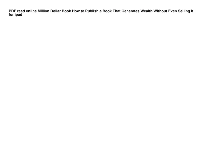 pdf read online million dollar book