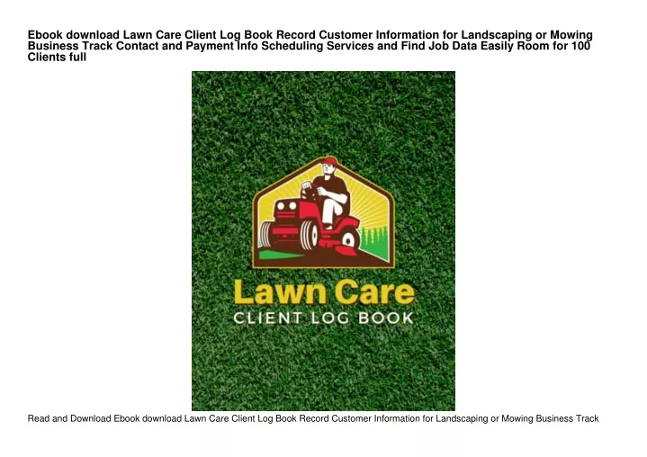 ebook download lawn care client log book record