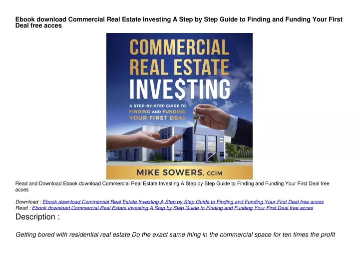 ebook download commercial real estate investing