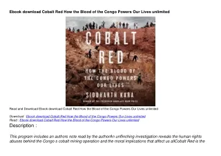 Ebook download Cobalt Red How the Blood of the Congo Powers Our Lives unlimited