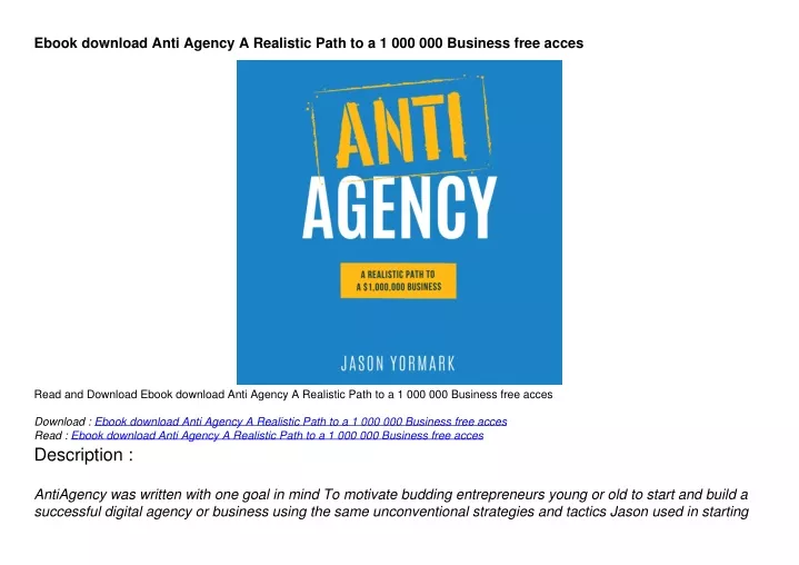 ebook download anti agency a realistic path