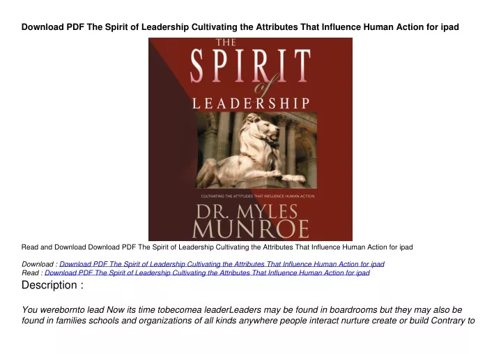 download pdf the spirit of leadership cultivating