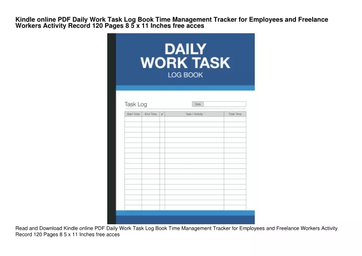 kindle online pdf daily work task log book time