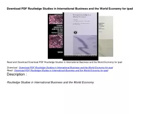 Download PDF Routledge Studies in International Business and the World Economy f