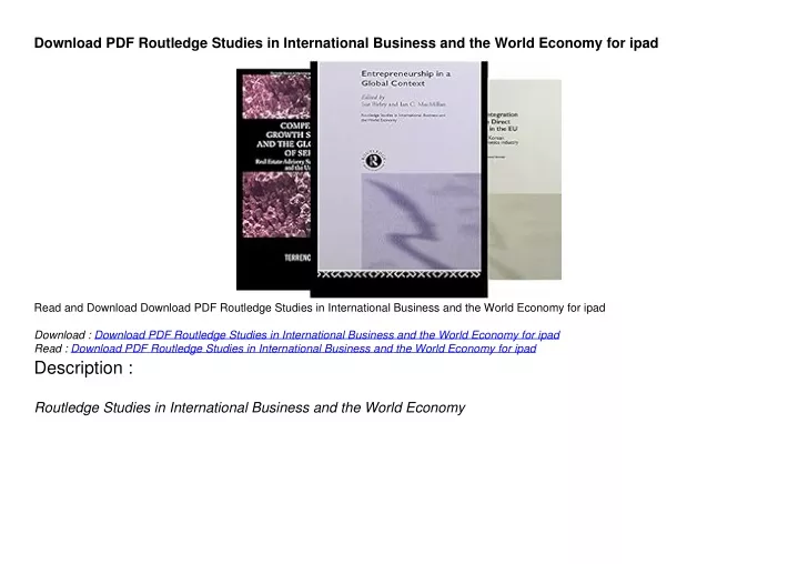 download pdf routledge studies in international