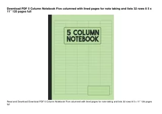 Download PDF 5 Column Notebook Five columned with lined pages for note taking an
