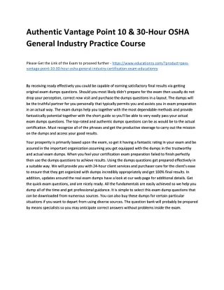 authentic vantage point 10 30 hour osha general