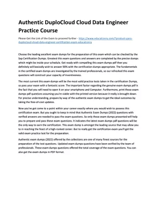 authentic duplocloud cloud data engineer practice