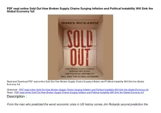 PDF read online Sold Out How Broken Supply Chains Surging Inflation and Politica