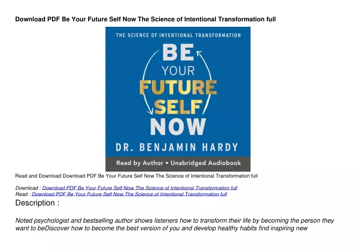 PPT - Download PDF Be Your Future Self Now The Science of Intentional ...