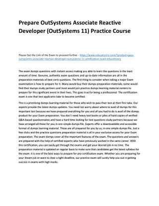 prepare outsystems associate reactive developer