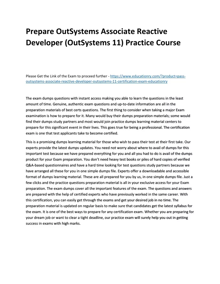prepare outsystems associate reactive developer