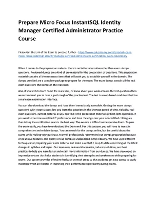 prepare micro focus instantsql identity manager