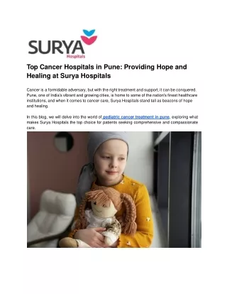 Top Cancer Hospitals in Pune_ Providing Hope and Healing at Surya Hospitals