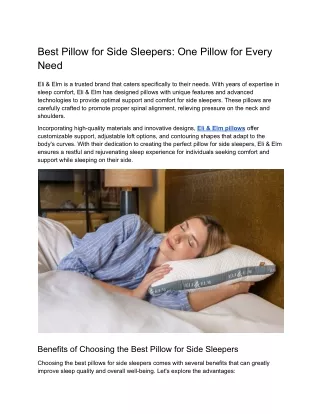 Best Pillow for Side Sleepers: One Pillow for Every Need