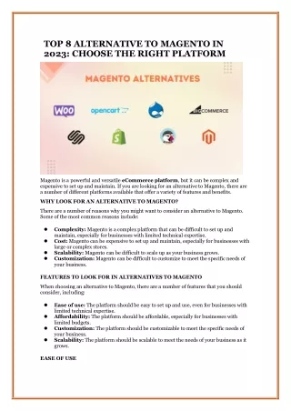 TOP 8 ALTERNATIVE TO MAGENTO IN 2023