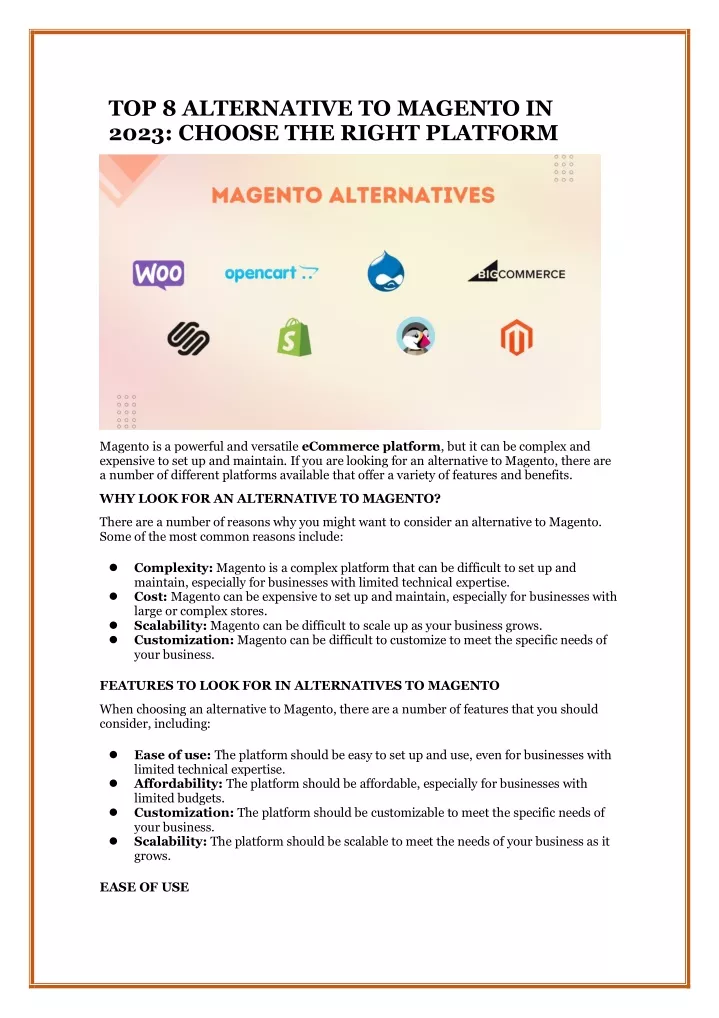 top 8 alternative to magento in 2023 choose