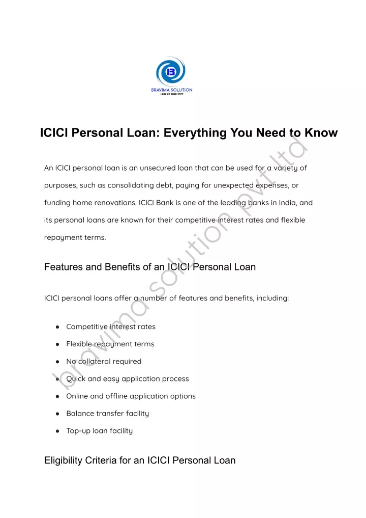 icici personal loan everything you need to know
