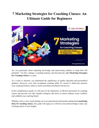 7 Marketing Strategies for Coaching Classes: An Ultimate Guide for Beginners