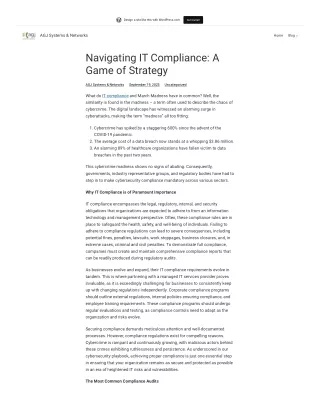 Navigating IT Compliance: A Game of Strategy