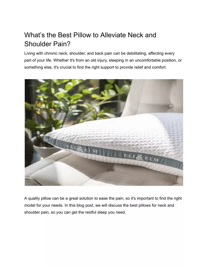 what s the best pillow to alleviate neck