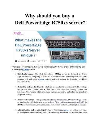 Why should you buy a Dell PowerEdge R750xs Server ?