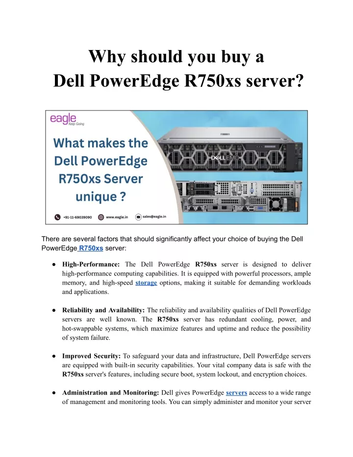 why should you buy a dell poweredge r750xs server