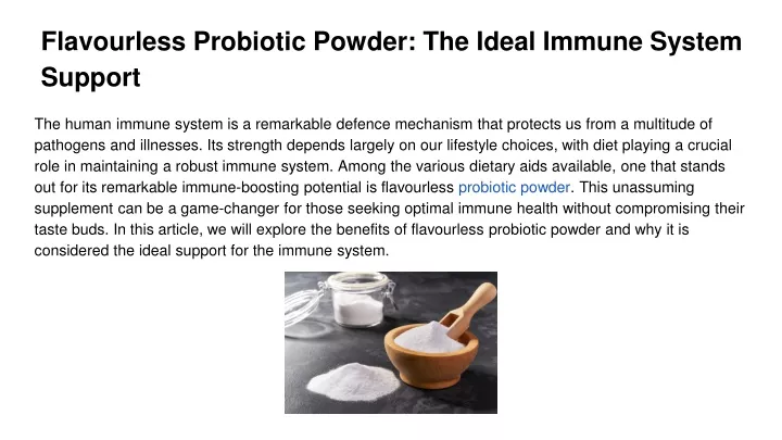 flavourless probiotic powder the ideal immune system support