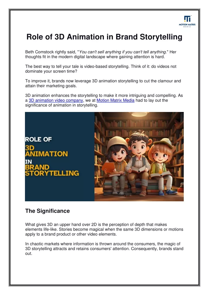 role of 3d animation in brand storytelling