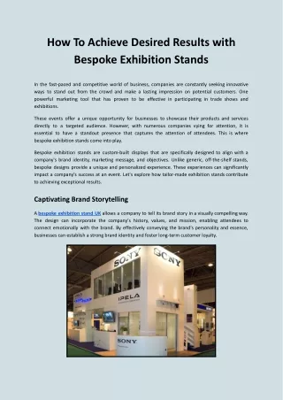 How To Achieve Desired Results with Bespoke Exhibition Stands