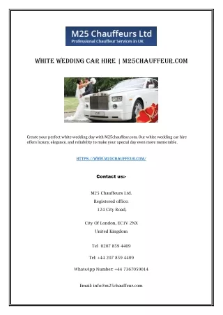 White Wedding Car Hire | M25chauffeur.com