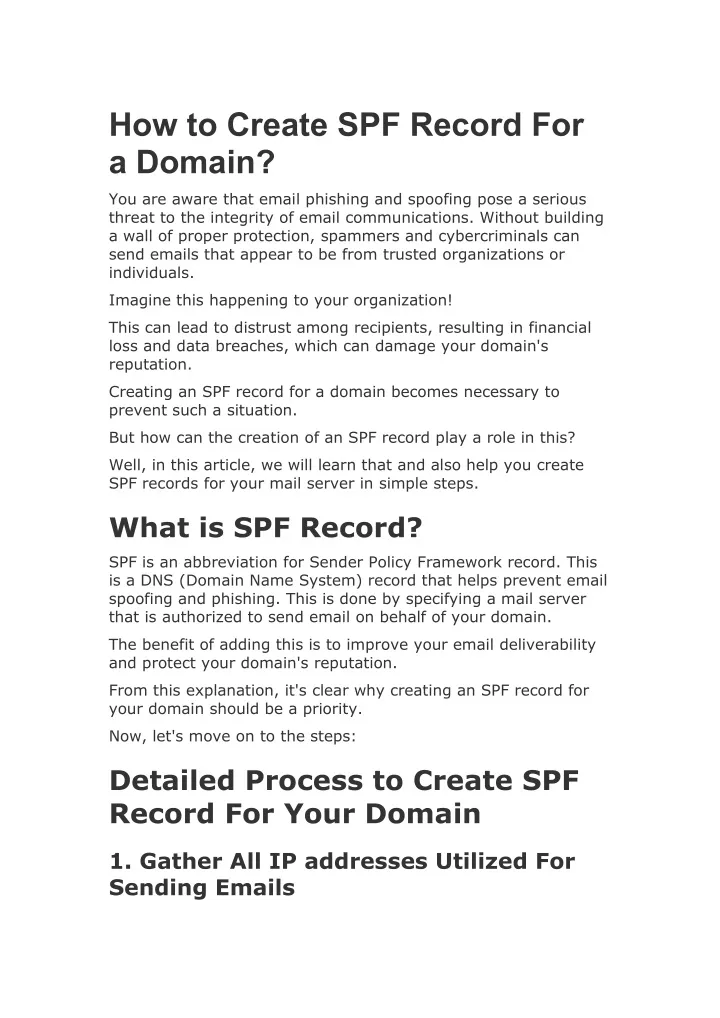 how to create spf record for a domain
