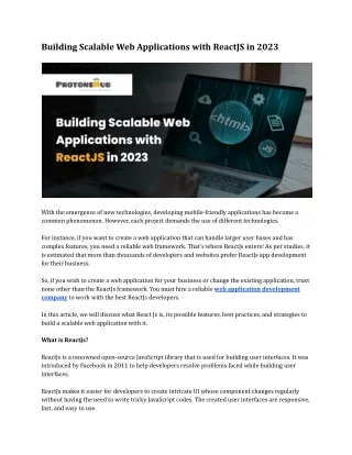 Building Scalable Web Applications with ReactJS in 2023