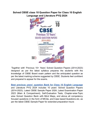 solved cbse class 10 question paper for class