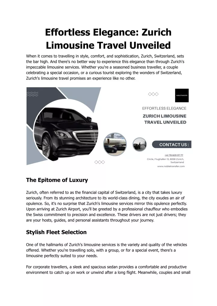 effortless elegance zurich limousine travel