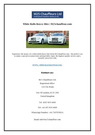 White Rolls Royce Hire | M25chauffeur.com