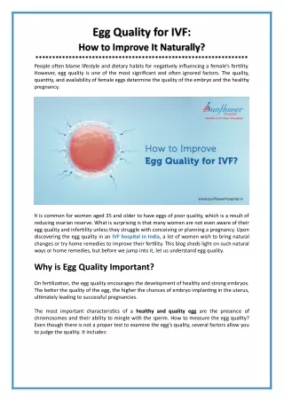 egg quality for ivf how to improve it naturally