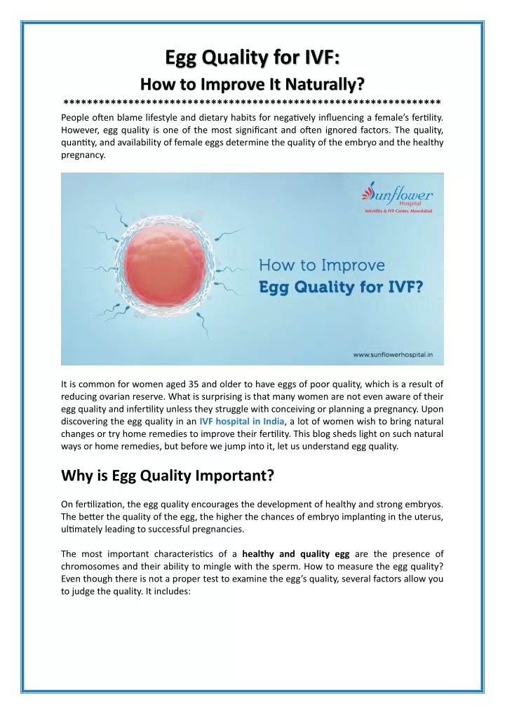 egg quality for ivf how to improve it naturally