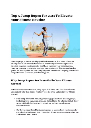Top 5 Jump Ropes For 2023 To Elevate Your Fitness Routine