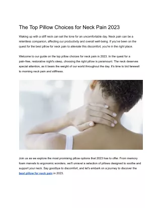 The Top Pillow Choices for Neck Pain 2023